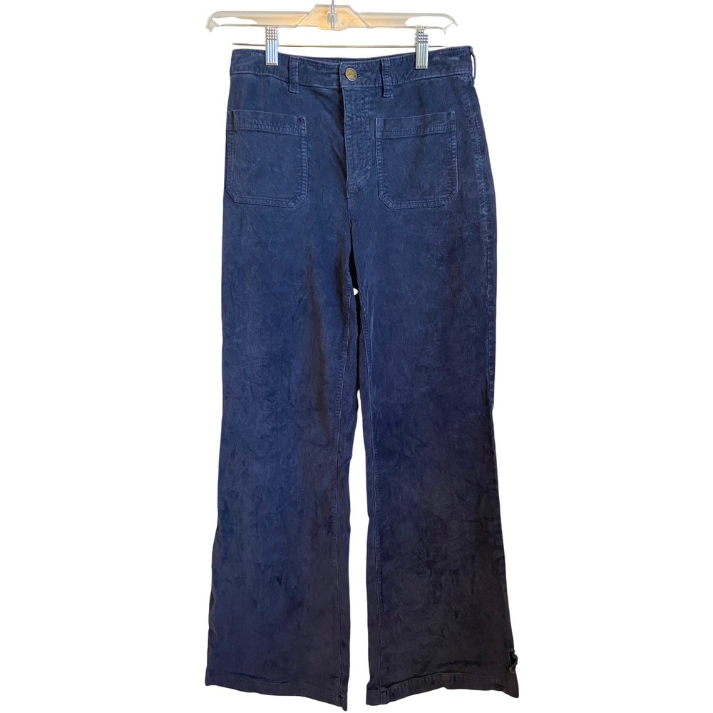 Faherty Navy Blue Organic Cotton Wide Leg Corduroy Patch Pocket Pants Size 27